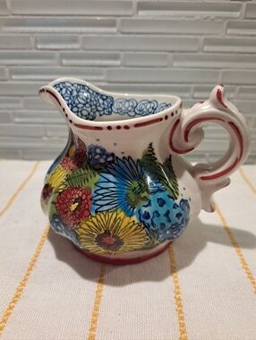 Anthropologie Carrington Flower Garden Swirl Coffee / Tea Creamer